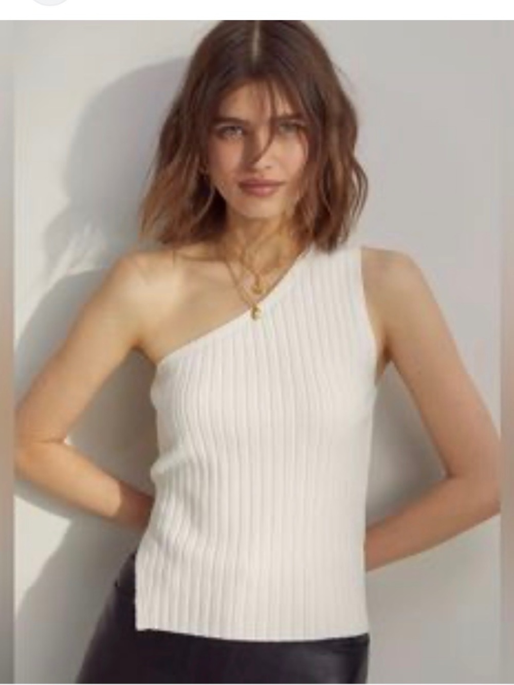 Wilfred Canto One Shoulder Wool Ribbed Sweater Top. Small